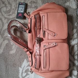 NWT Just Fab bag, dk peach/ gold